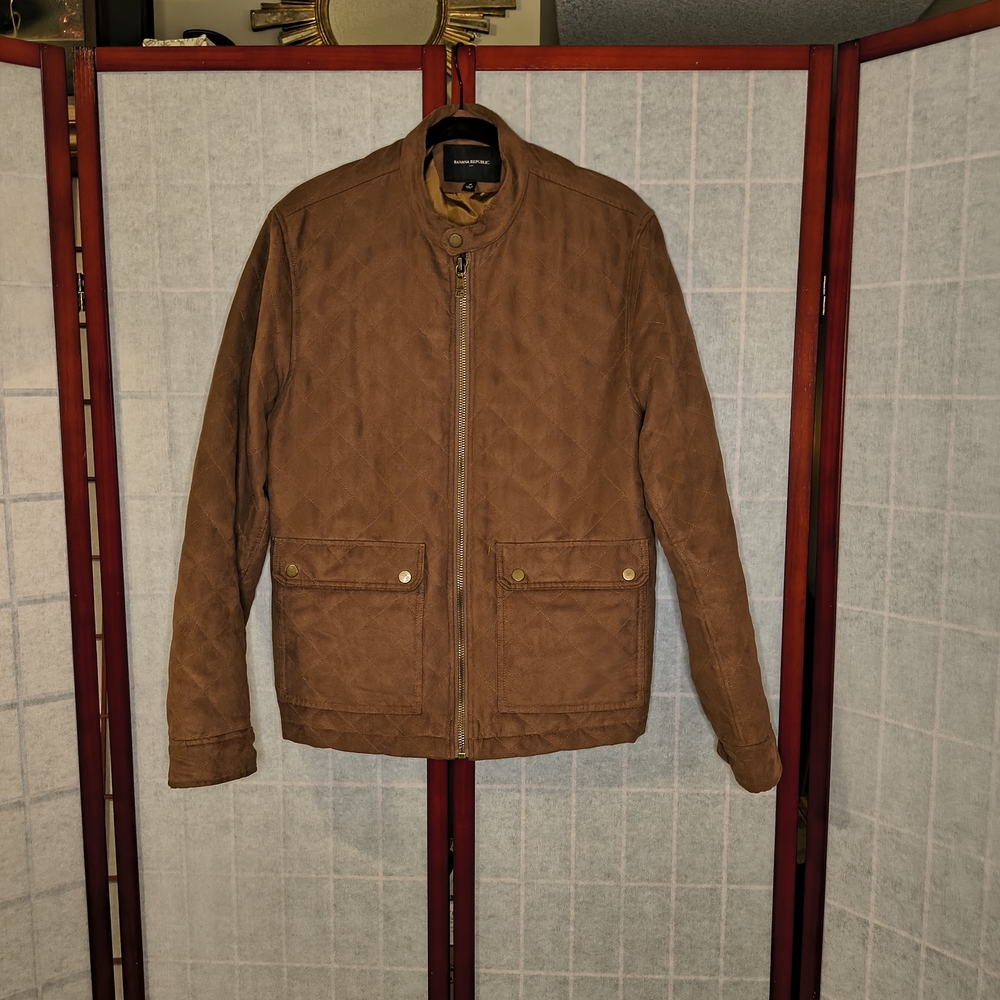 Men's M Banana Republic Vegan Suede Quilted Jacket